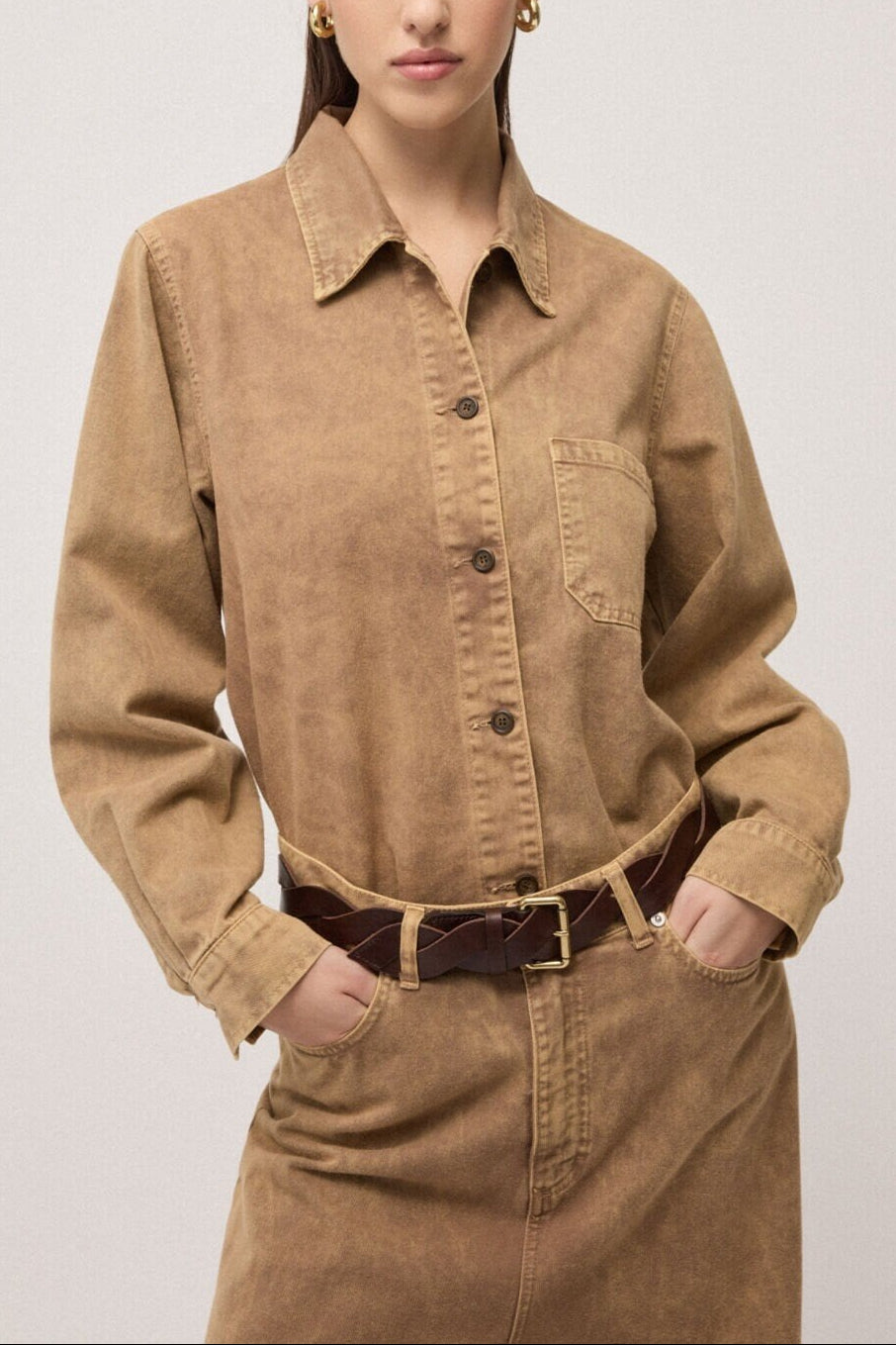 Vintage-effect denim shirt