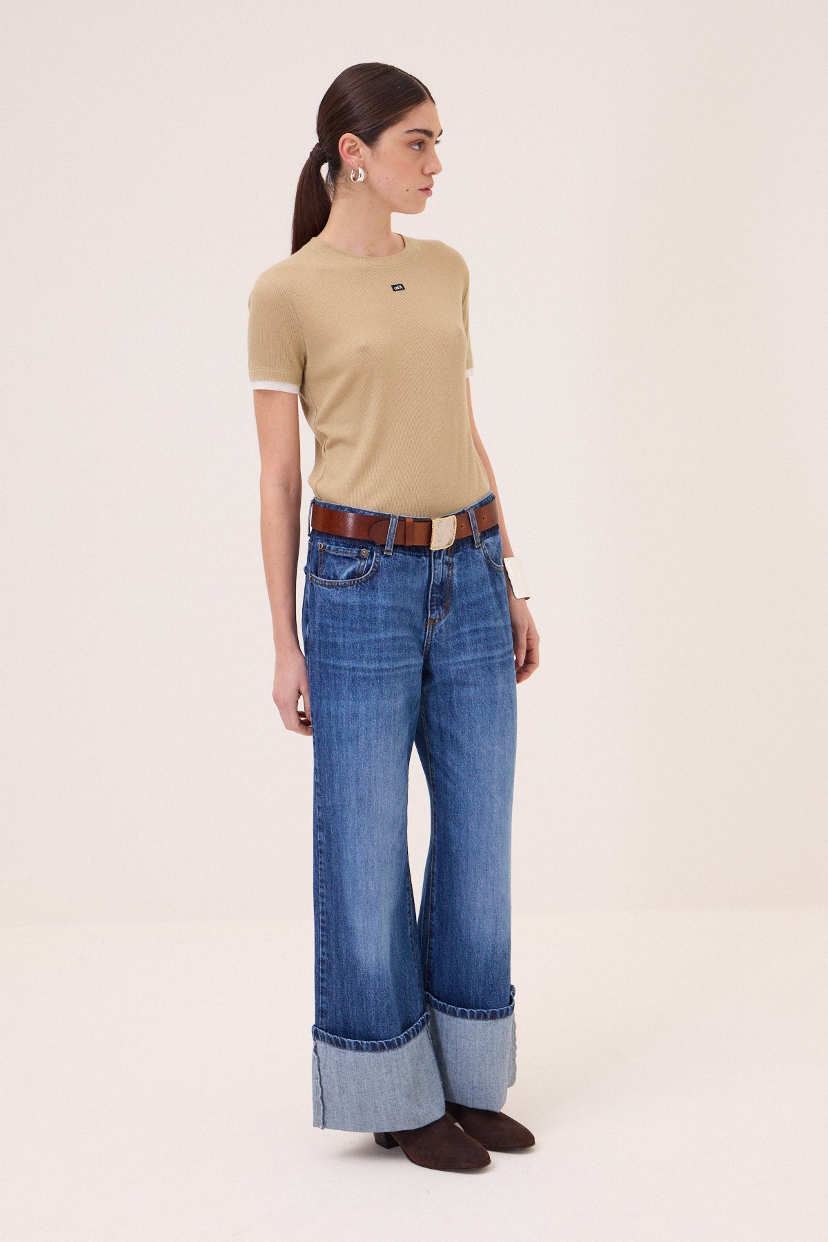 cuffed denim pants