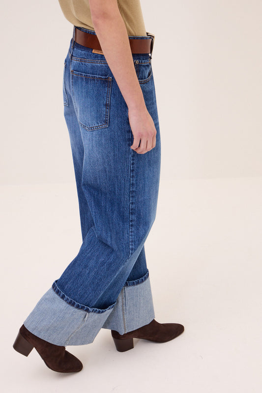 cuffed denim pants