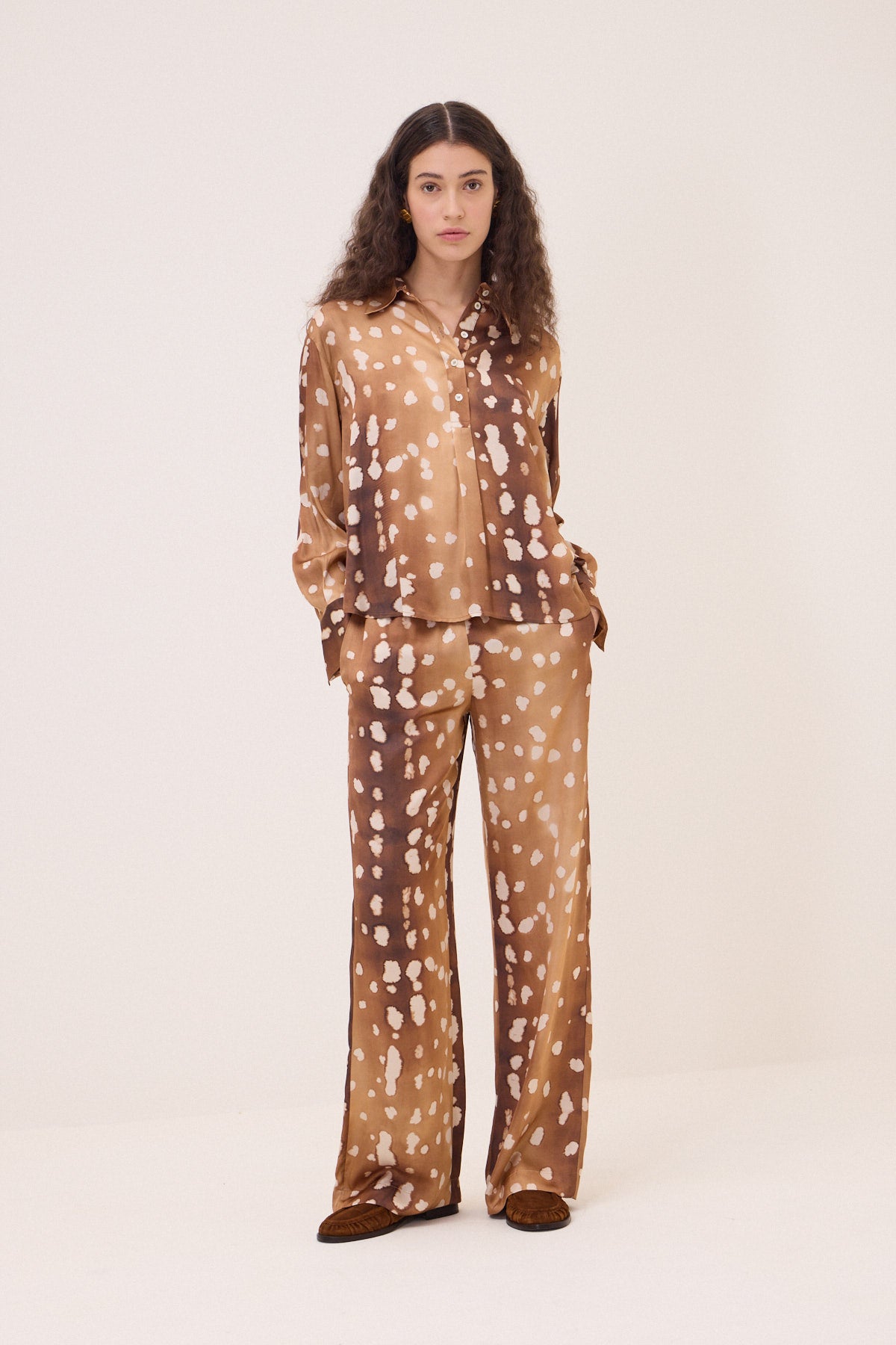 graphic viscose trousers