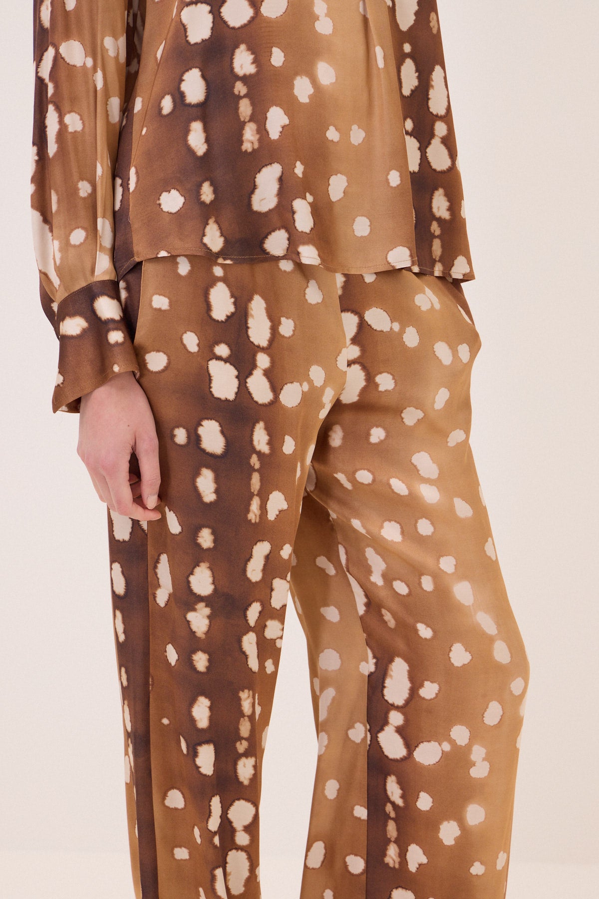 graphic viscose trousers