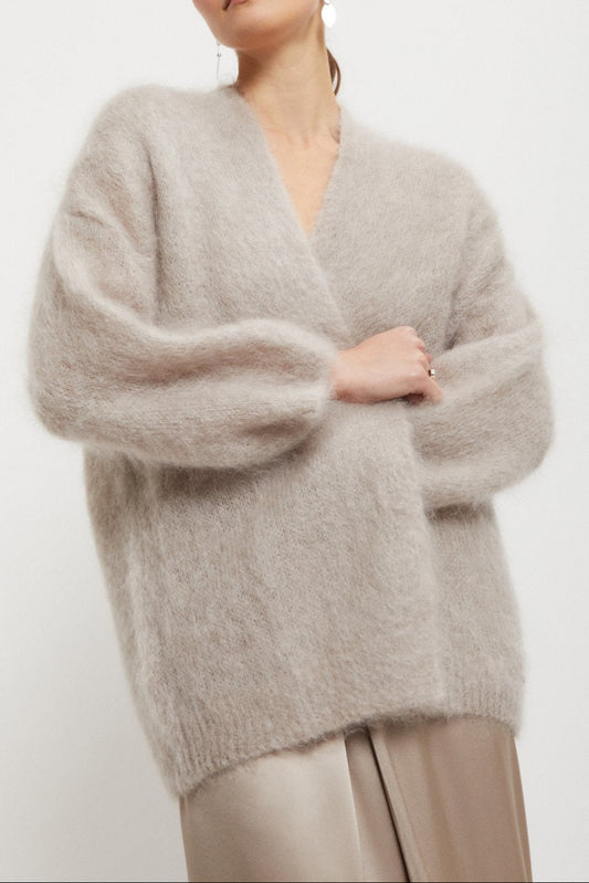 Fluffy mohair wool kimono cardigan