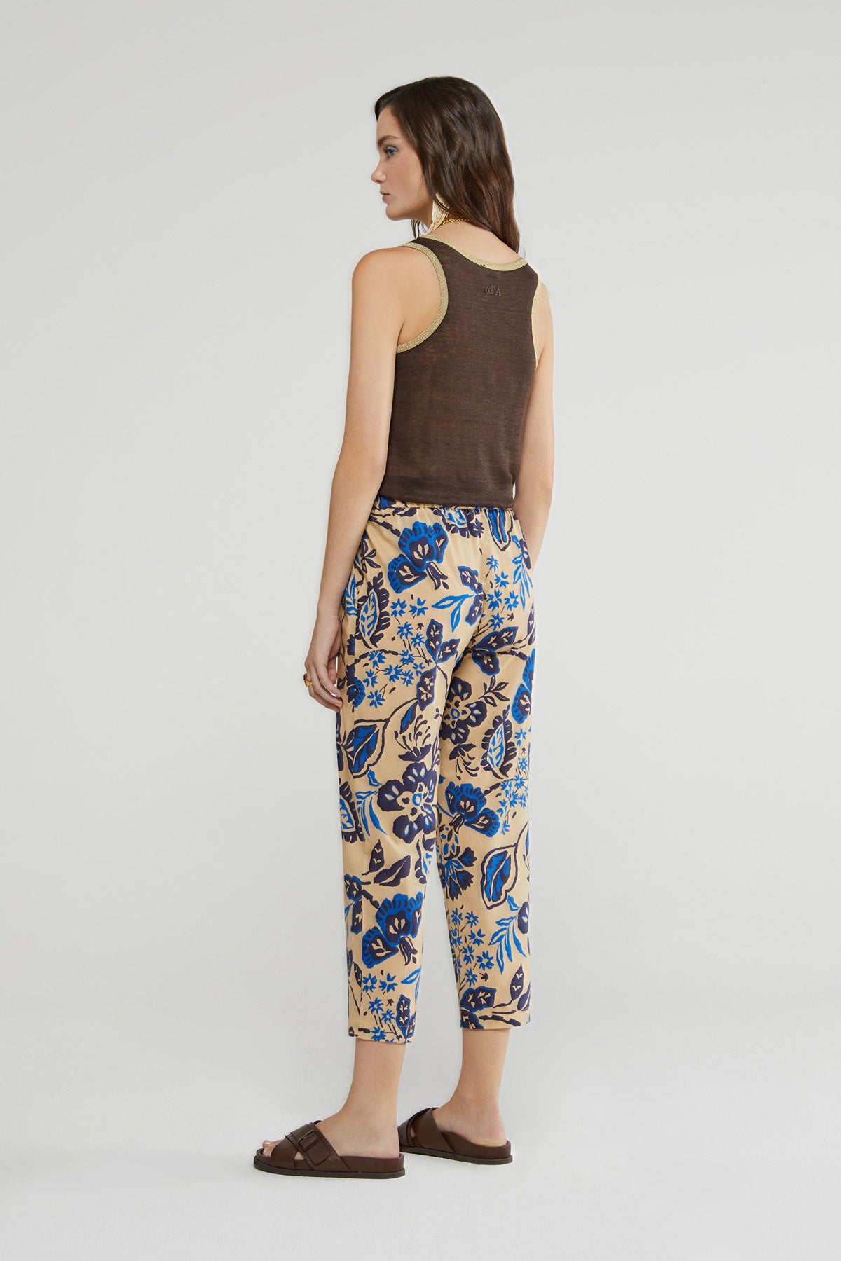 100% printed cotton ankle length trousers
