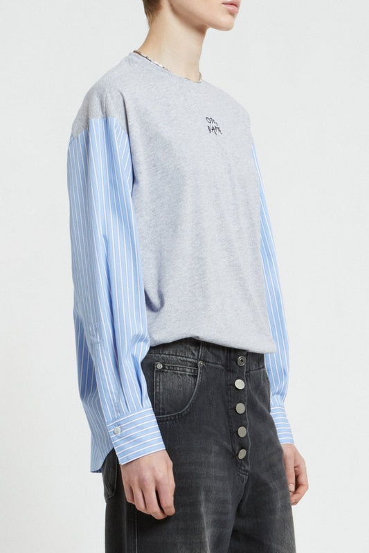 Top in pure cotton jersey with poplin inserts