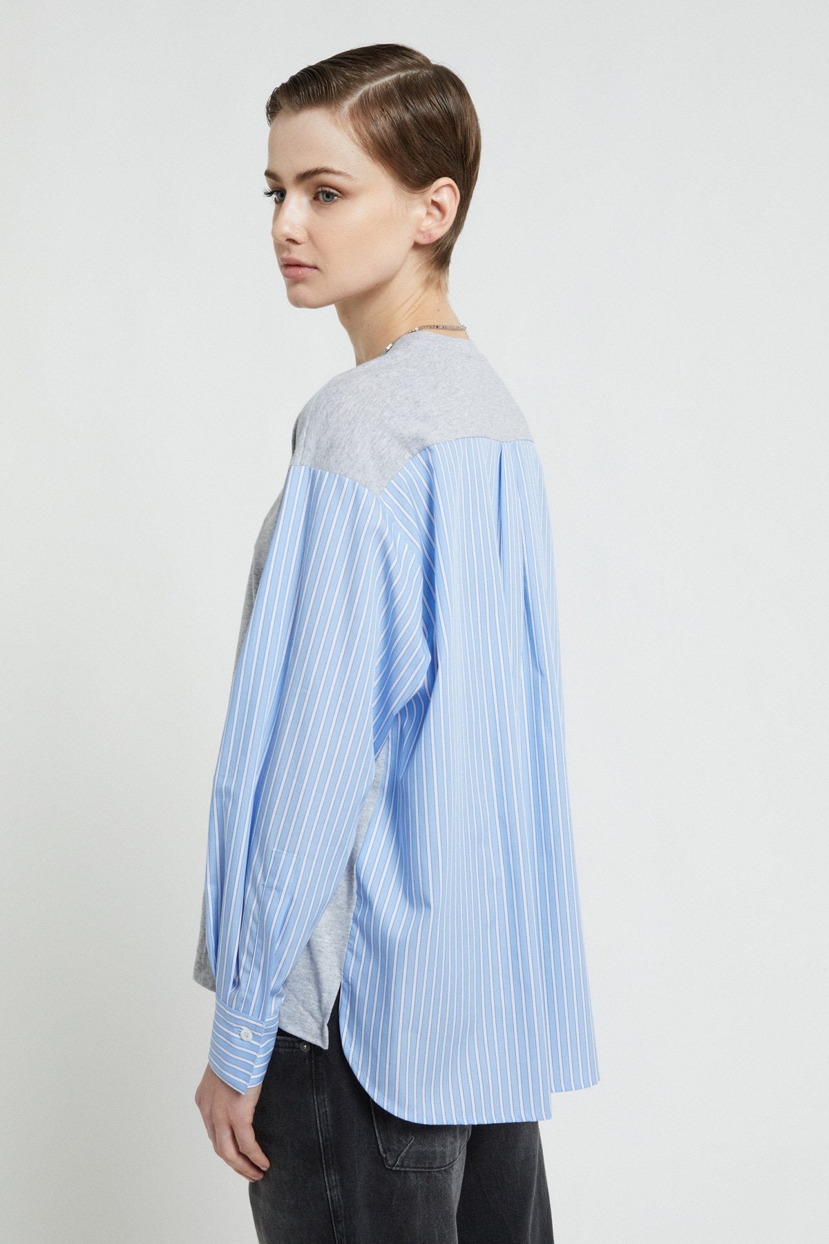 Top in pure cotton jersey with poplin inserts