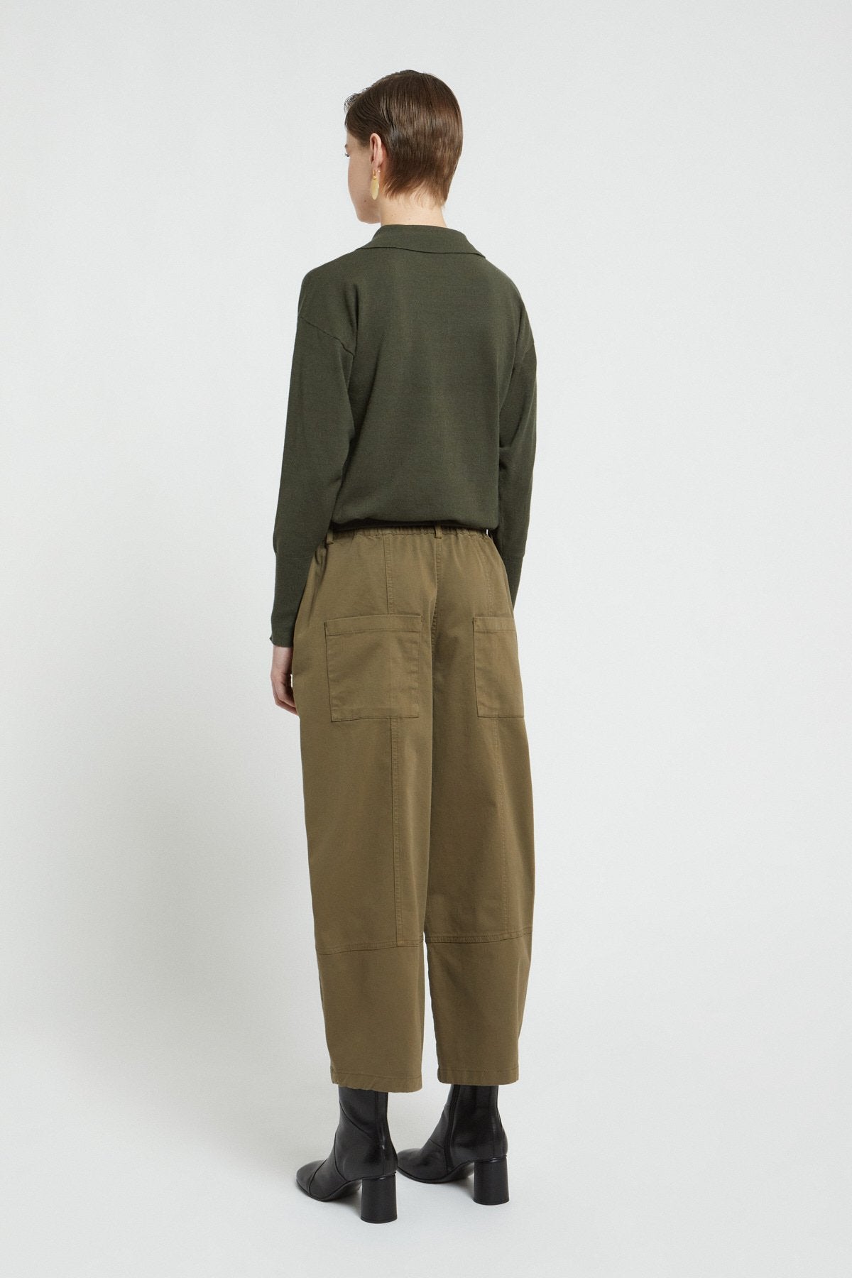 Gabardine balloon trousers with patch pockets