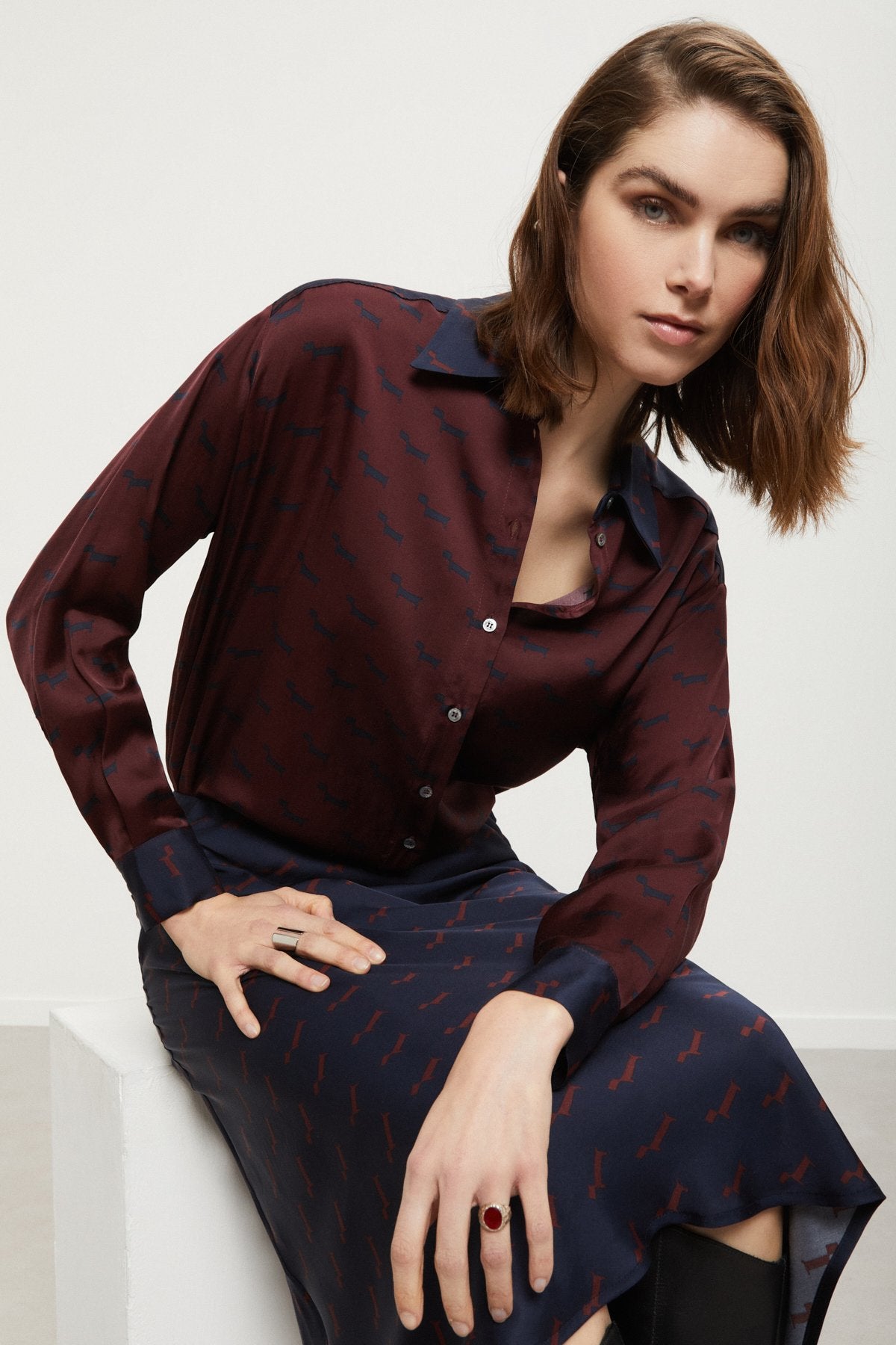 Viscose shirt in printed pure viscose