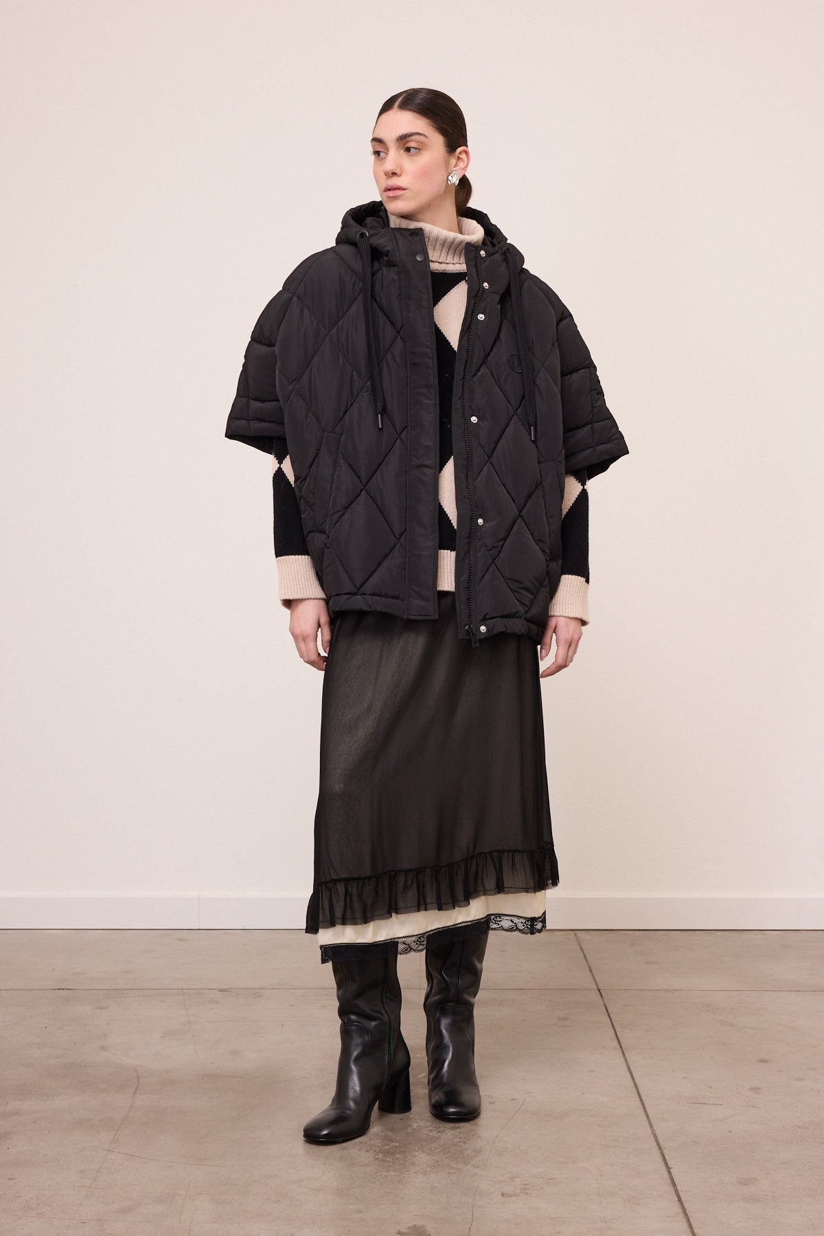 poncho style down jacket