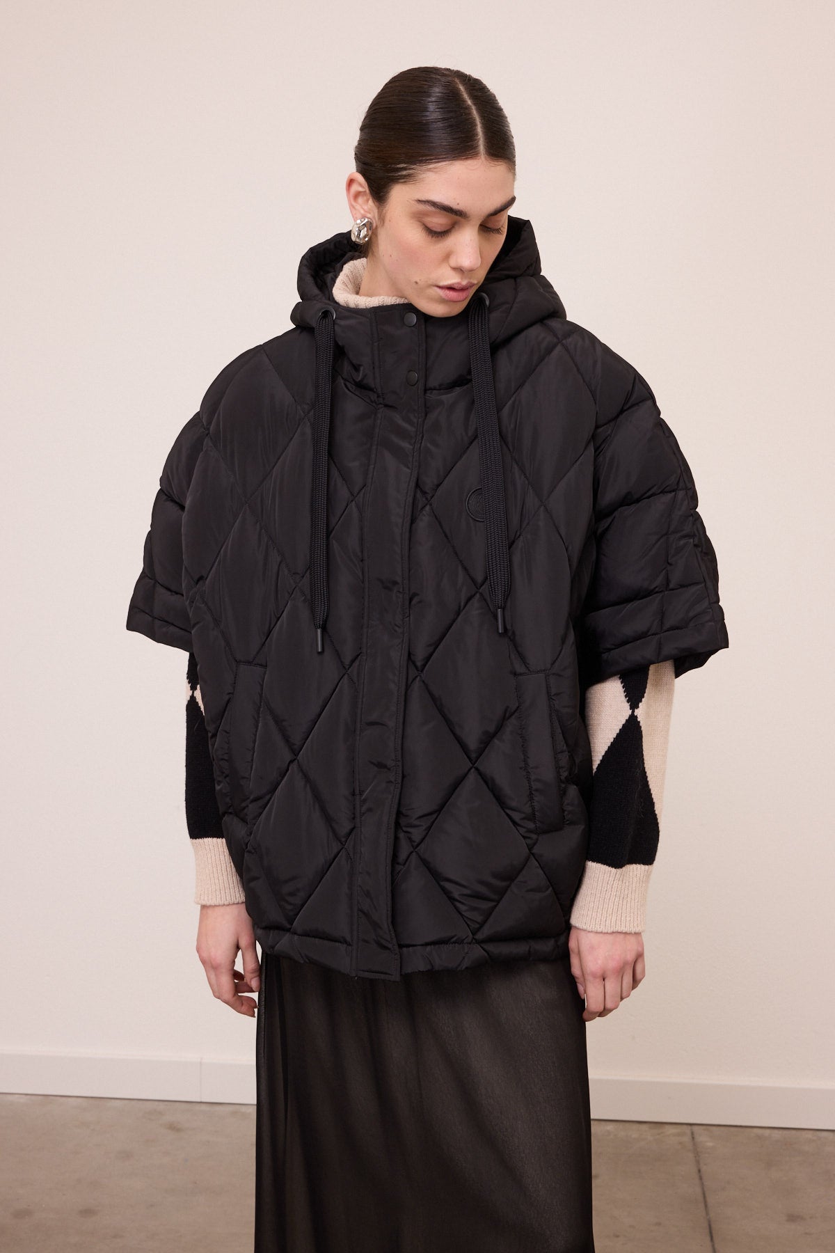 poncho style down jacket