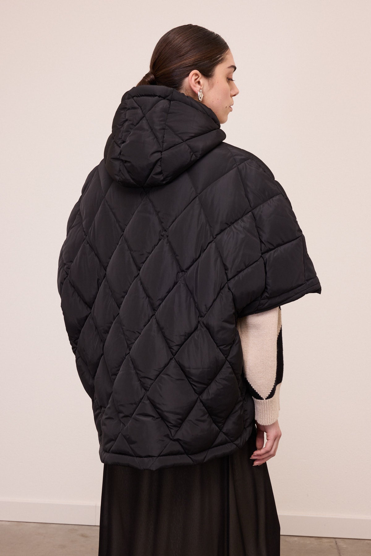 poncho style down jacket