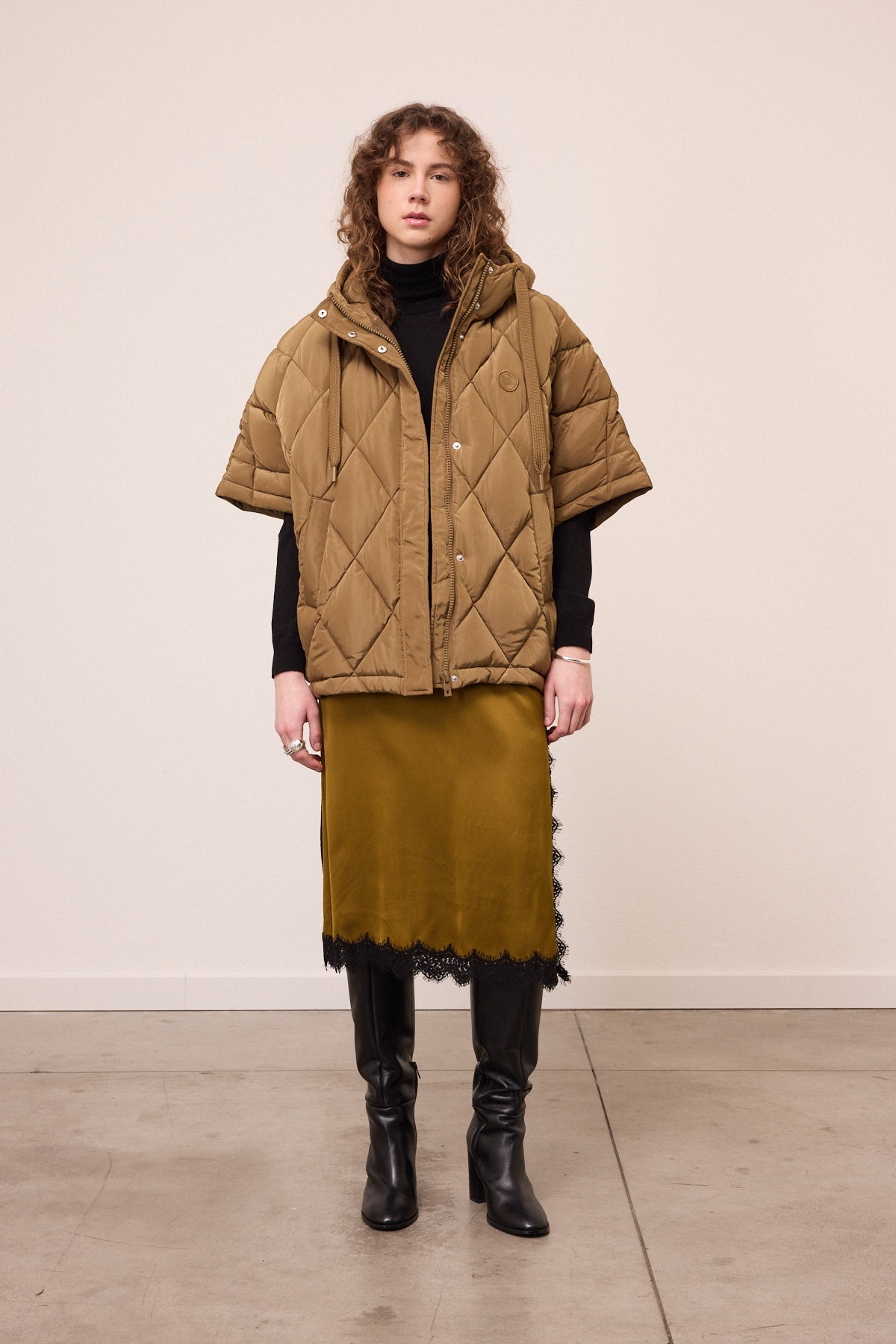 poncho style down jacket