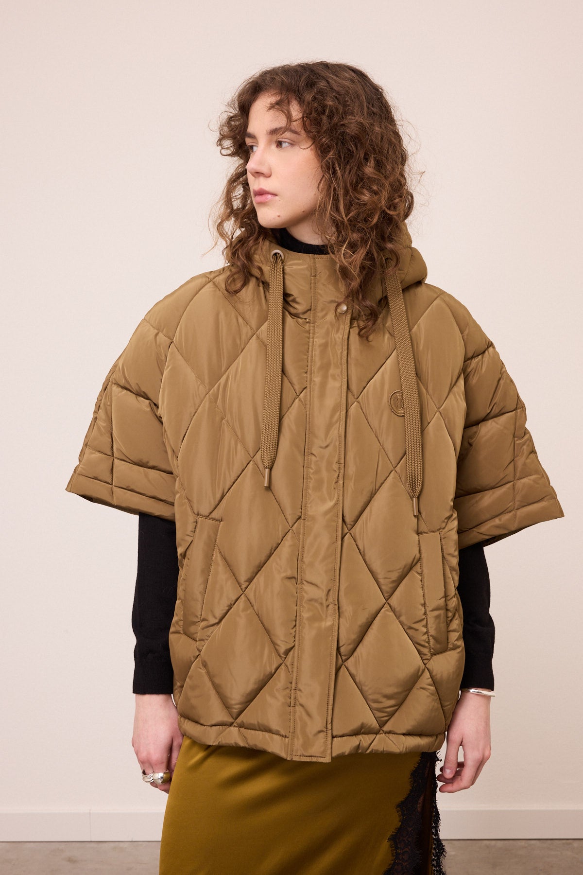 poncho style down jacket