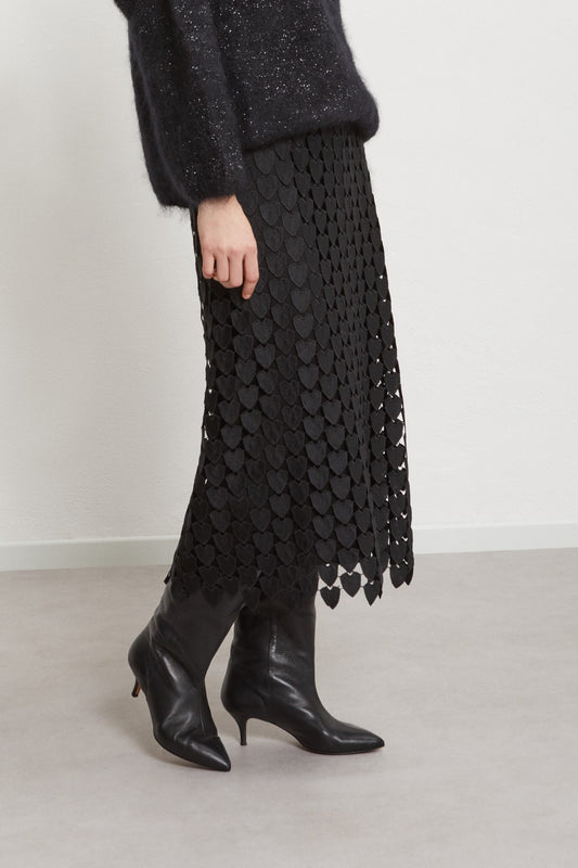 Fretwork midi skirt