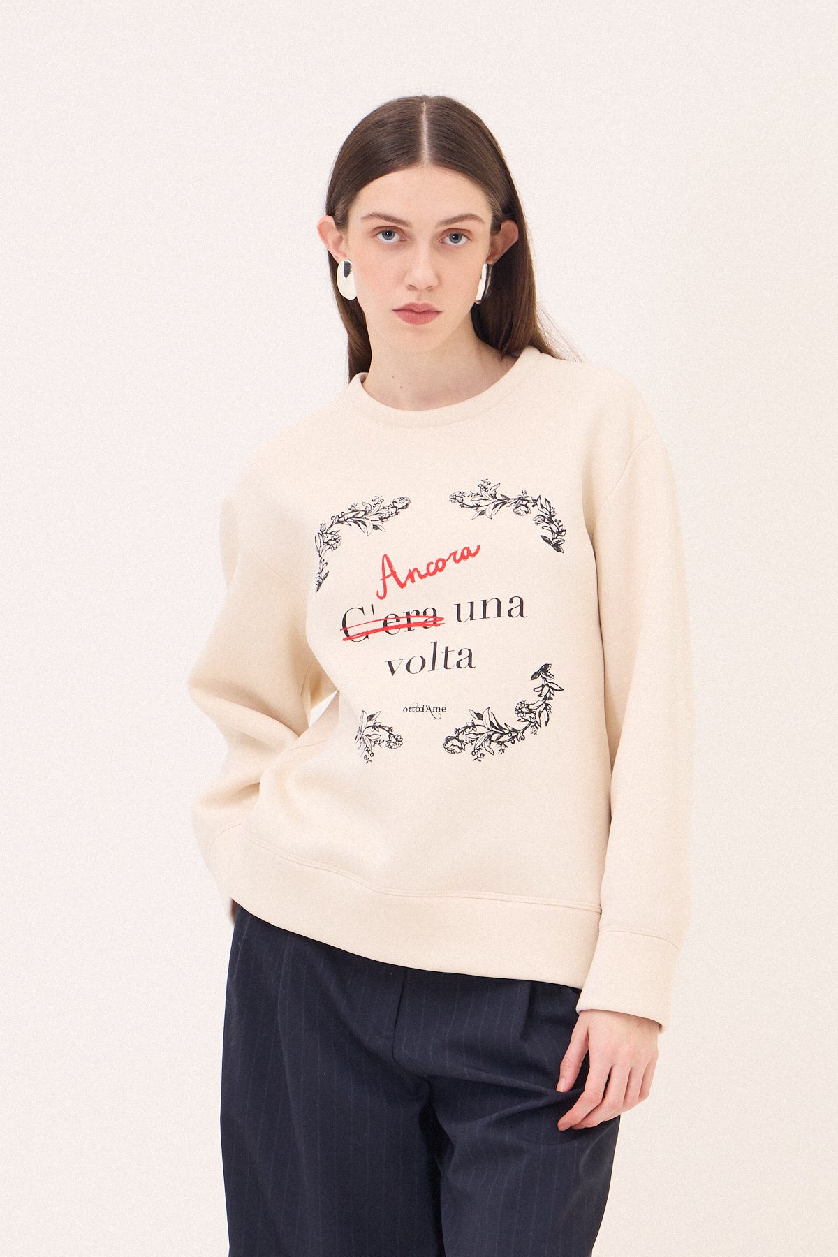 Cotton sweater with print