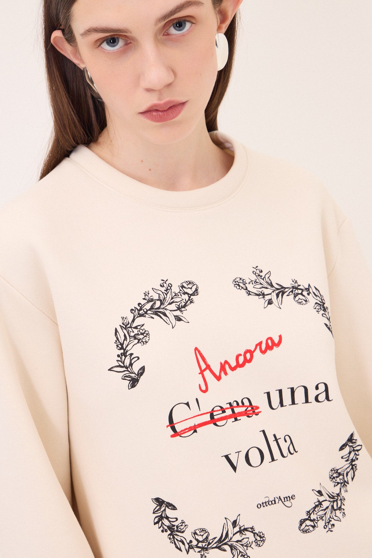 Cotton sweater with print