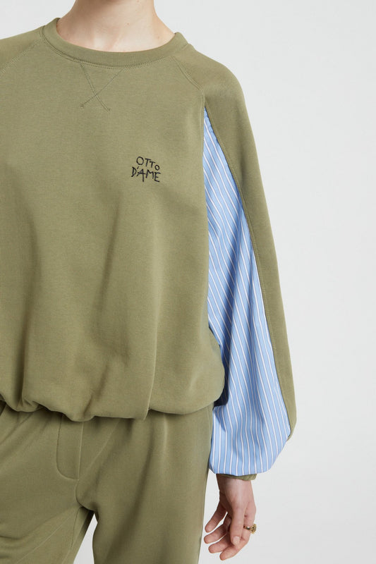 Cotton sweatshirt with poplin details