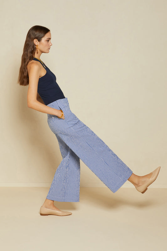 100% Vichy cotton cropped trousers