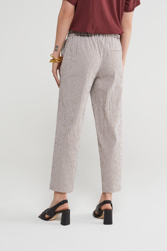 Vichy cotton ankle length trousers
