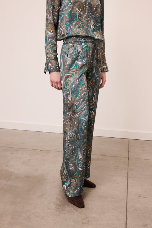 graphic viscose trousers