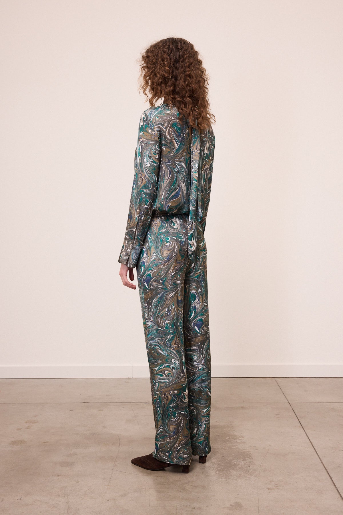 graphic viscose trousers