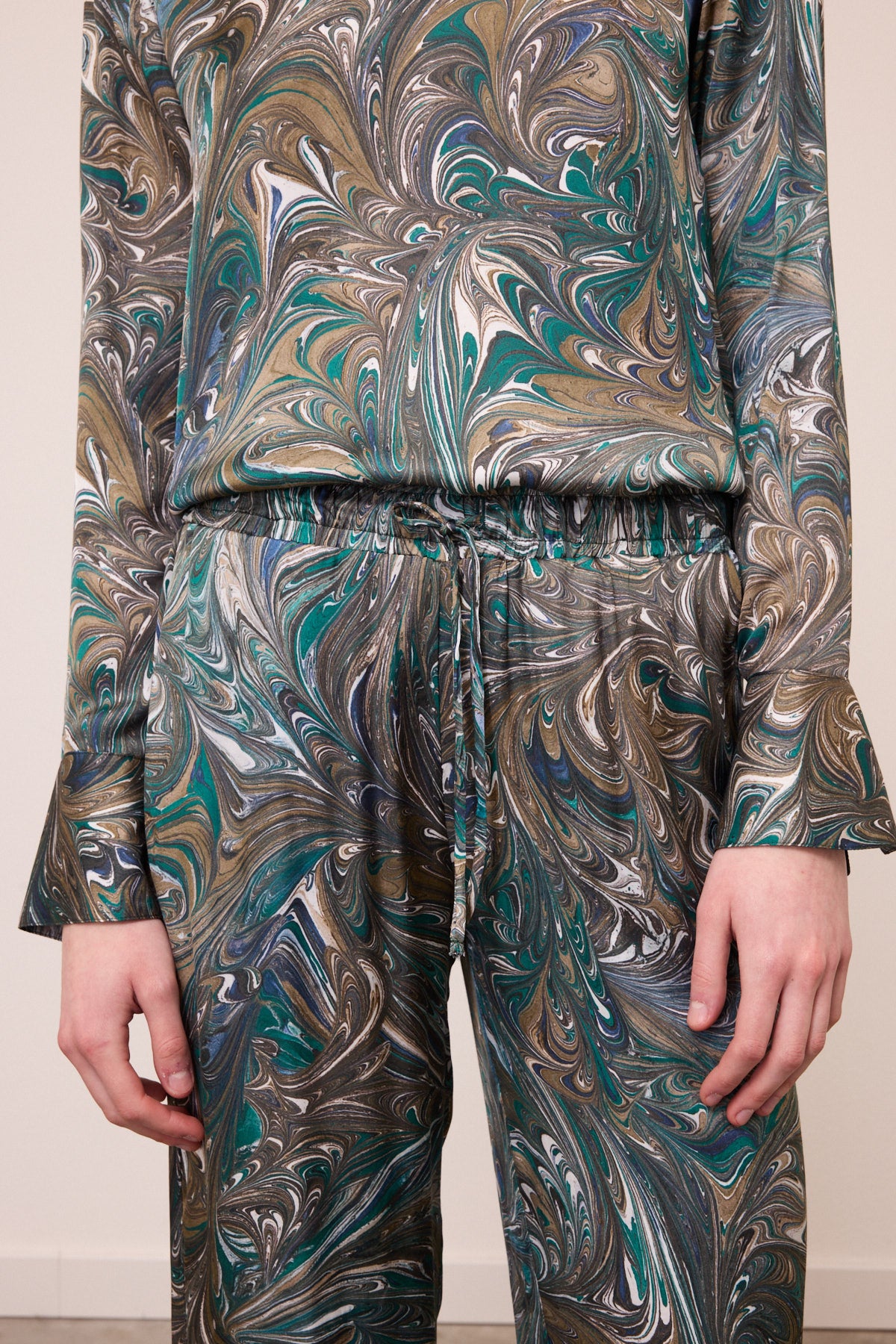 graphic viscose trousers