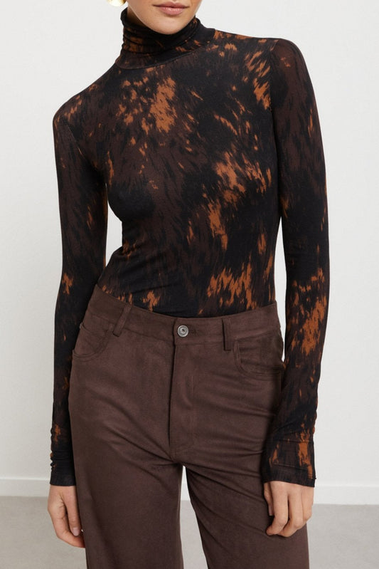 Printed pure viscose turtleneck sweater