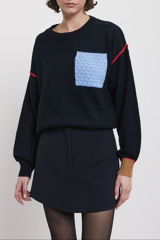 Wool blend sweater with contrast details