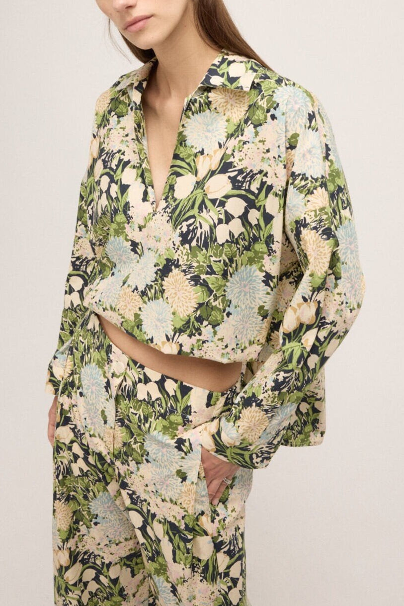 Cotton shirt with drawstring